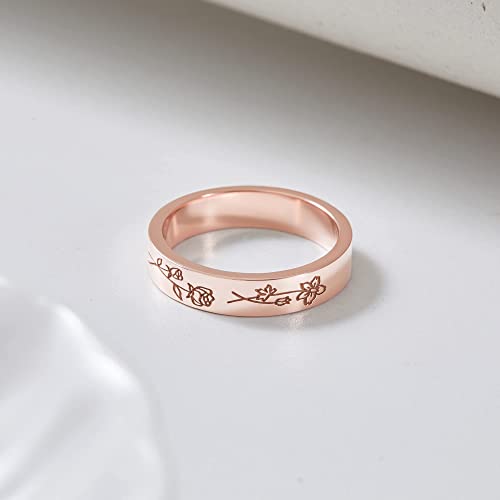 Birth Month Flowers Ring, Family Floral Ring, Gift for Mom,Mother Ring-Everyone's Marketplace