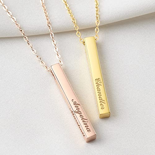 Personalized Mother Necklace, 4 Side Bar Necklace, Kids Names Necklace-Everyone's Marketplace