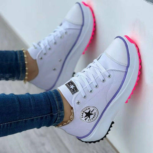 Flat Lace-Up Sneakers Pattern Canvas Casual Sport Shoes-Everyone's Marketplace