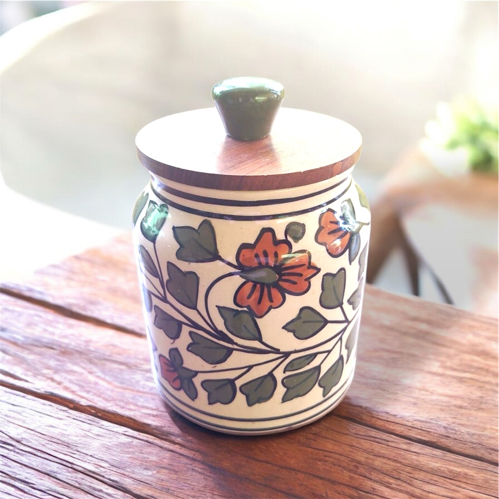 Ceramic Jars with Wooden Lids-Everyone's Marketplace