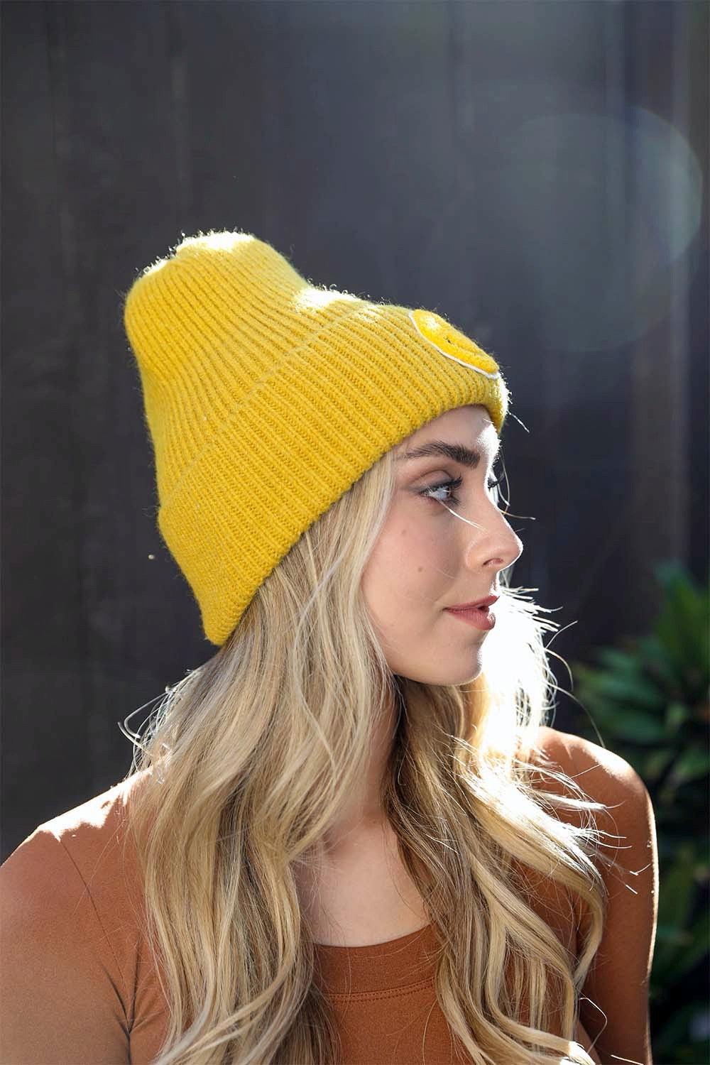 Smiley Face Ribbed Beanie π-Everyone's Marketplace