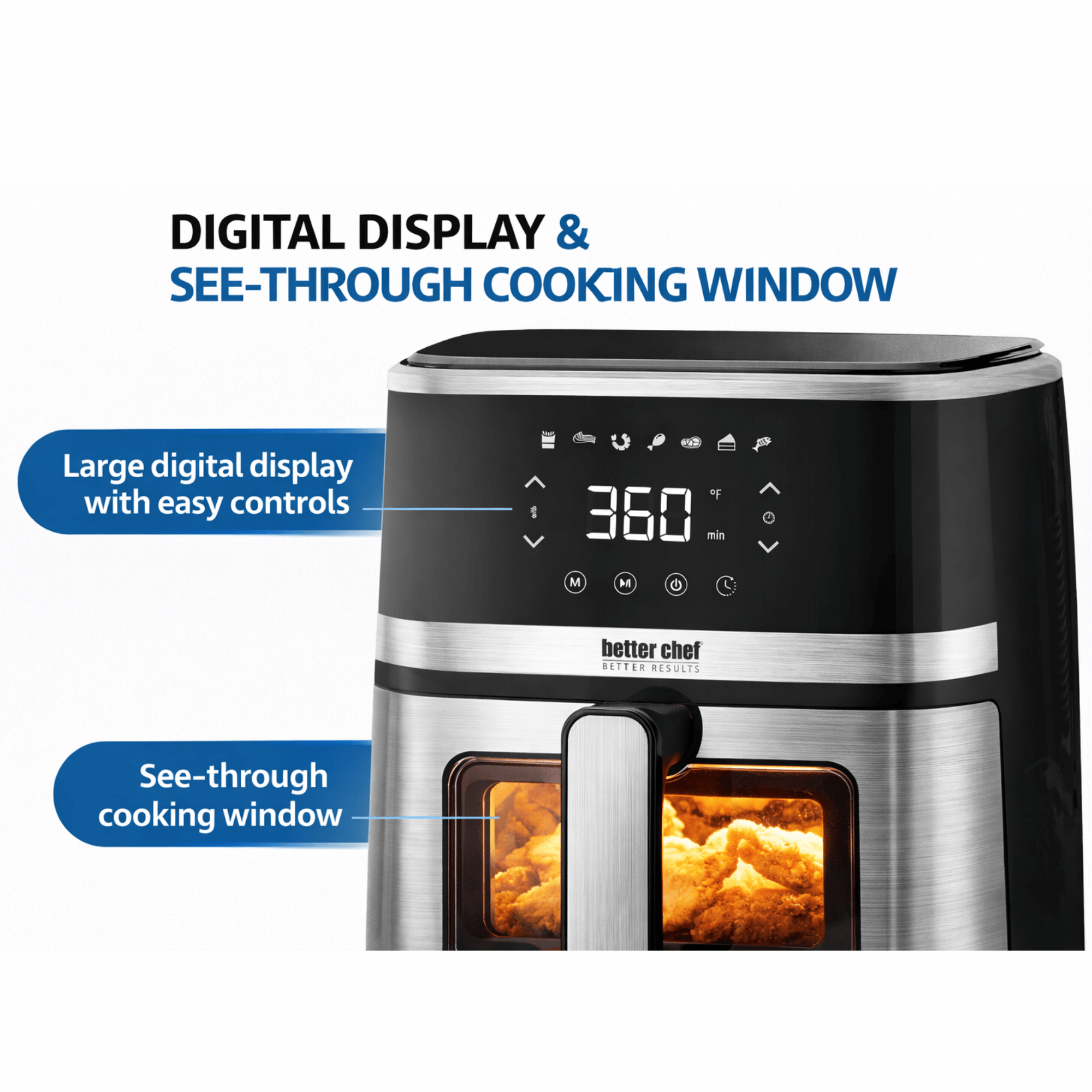Better Chef Stainless Steel 5L Digital Display Air Fryer-Everyone's Marketplace