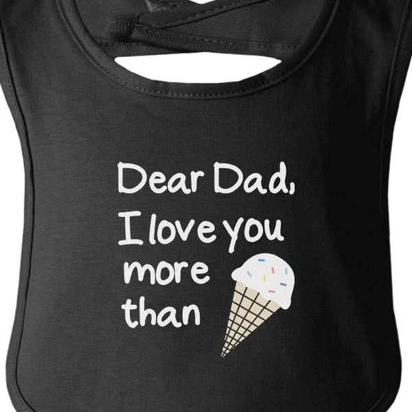 Dear Dad Icecream Cute Black Baby Bib Unique-Everyone's Marketplace