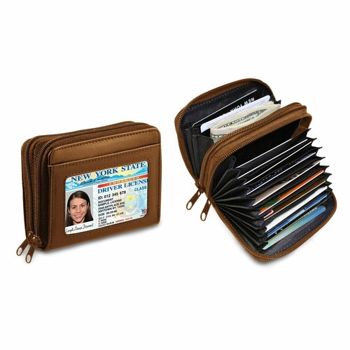 RFID Genuine Leather Credit Card Wallet for Women w/ ID Display Window-Everyone's Marketplace