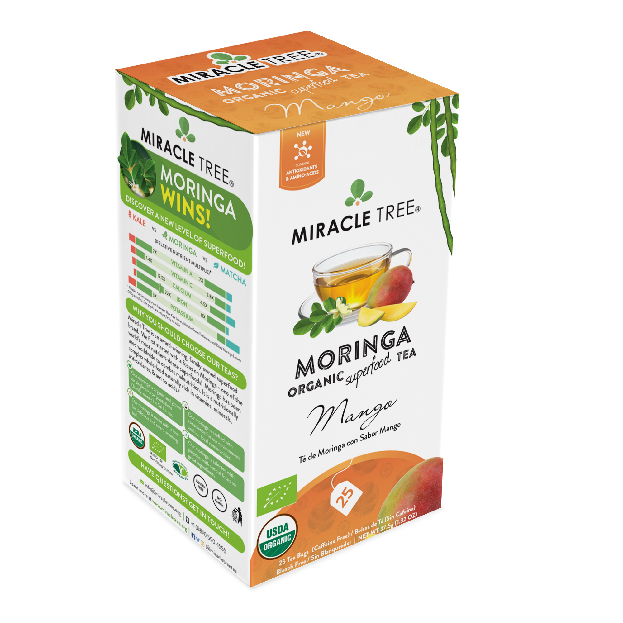 Miracle Tree's Organic Moringa Tea, Mango-Everyone's Marketplace