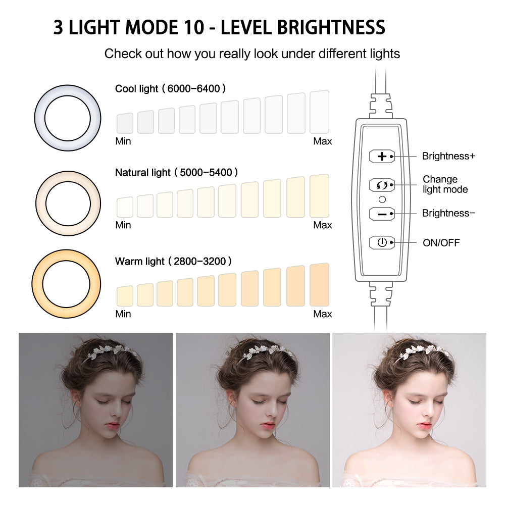 6" 4 in 1 Desktop Clip Light Set Selfie Ring Light-Everyone's Marketplace