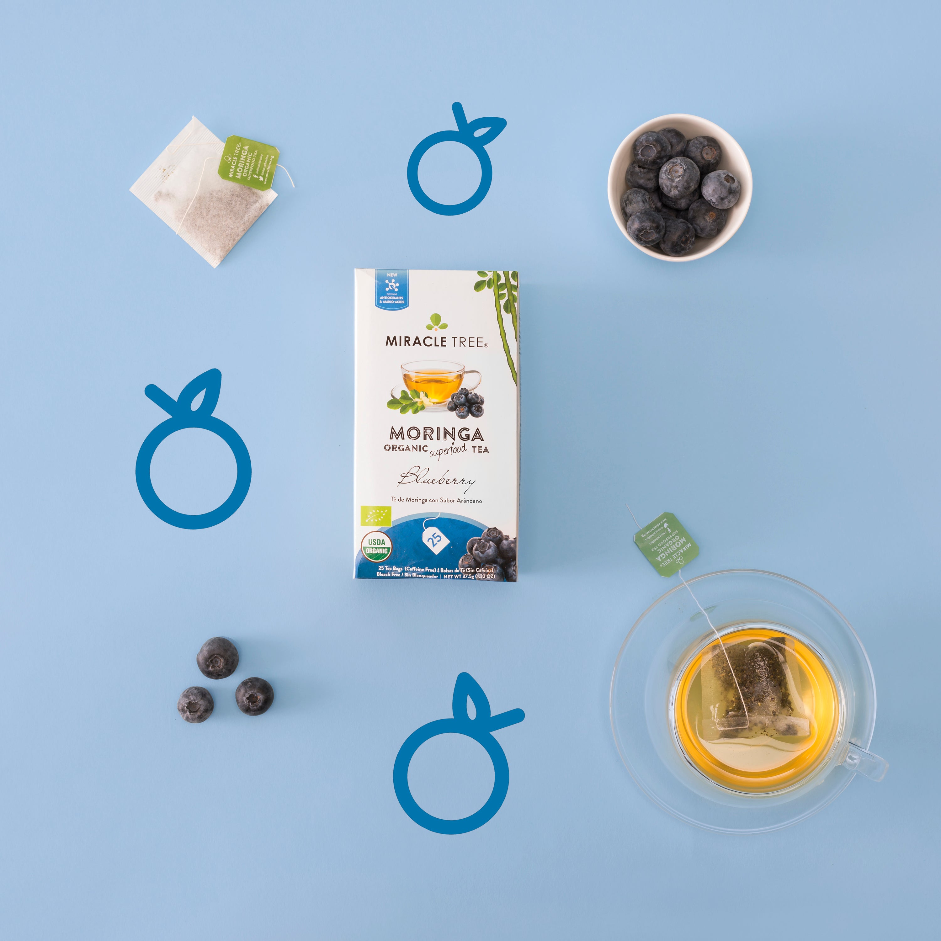 Miracle Tree's Organic Moringa Tea, Blueberry-Everyone's Marketplace