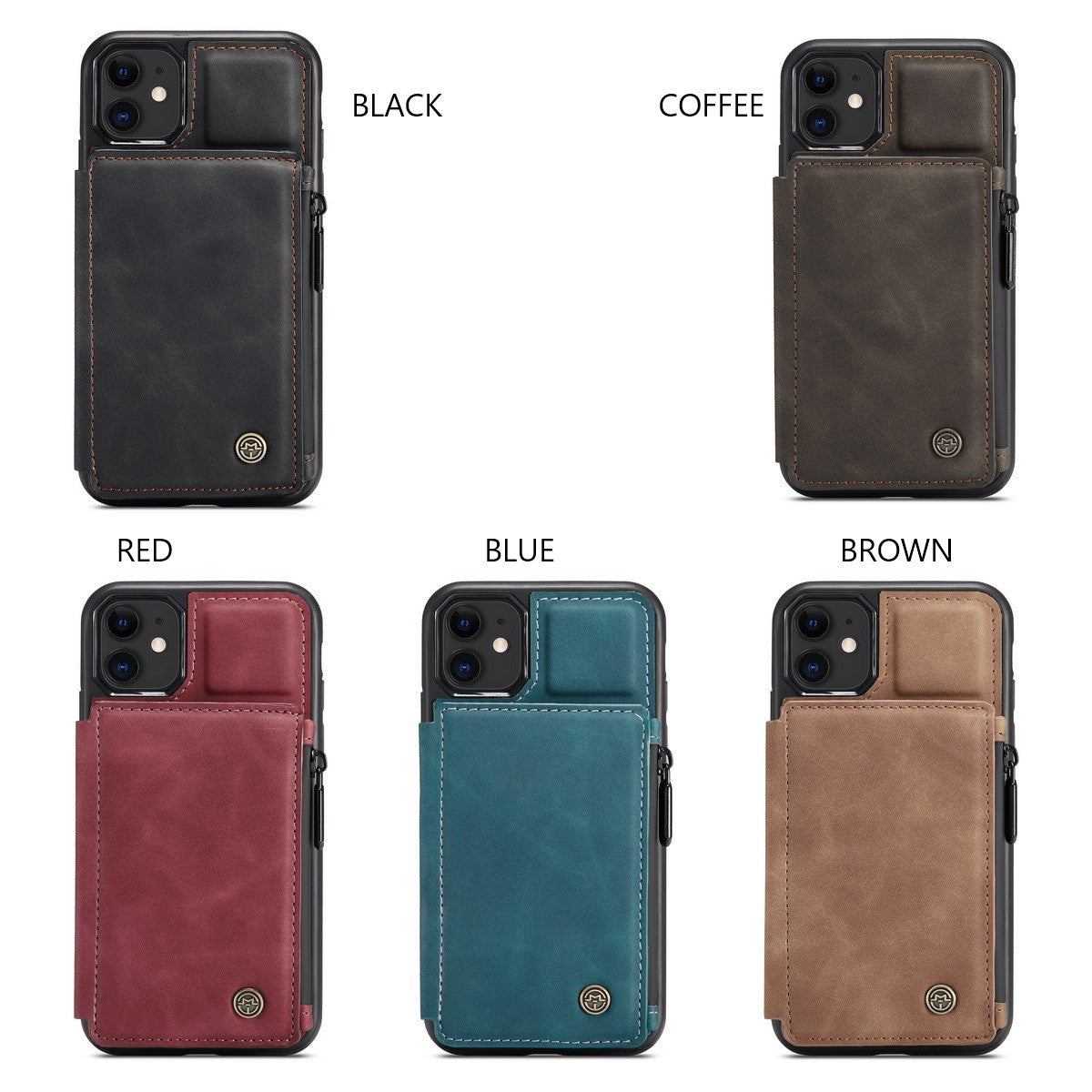 Leather Case Card Slots Zipper Wallet Phone Case for Iphone-Everyone's Marketplace
