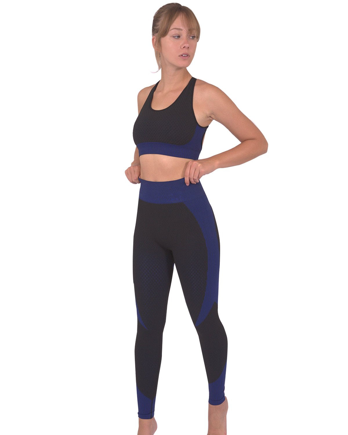 Trois Seamless Legging - Black with Navy-Everyone's Marketplace