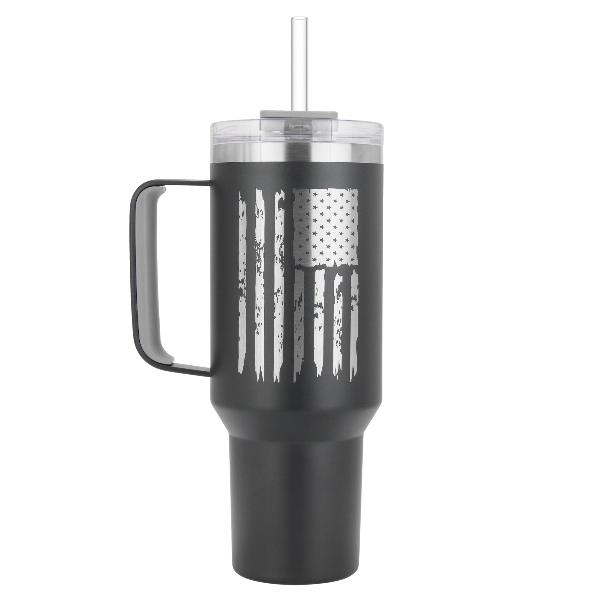Drinco 40oz BugSur Tumbler with Handle (Black)-USA Flag-Everyone's Marketplace