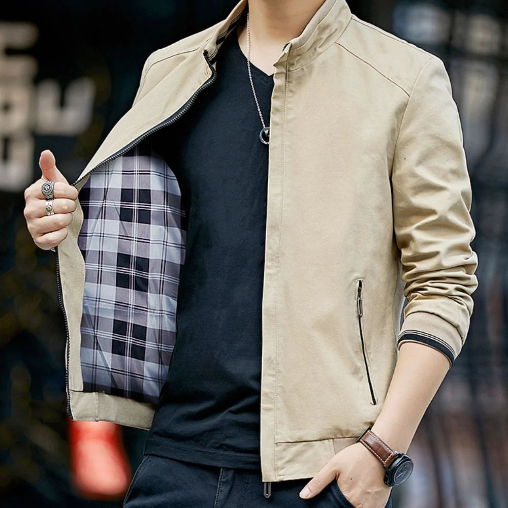 Mens Stand Collar Zipped Up Jacket-Everyone's Marketplace