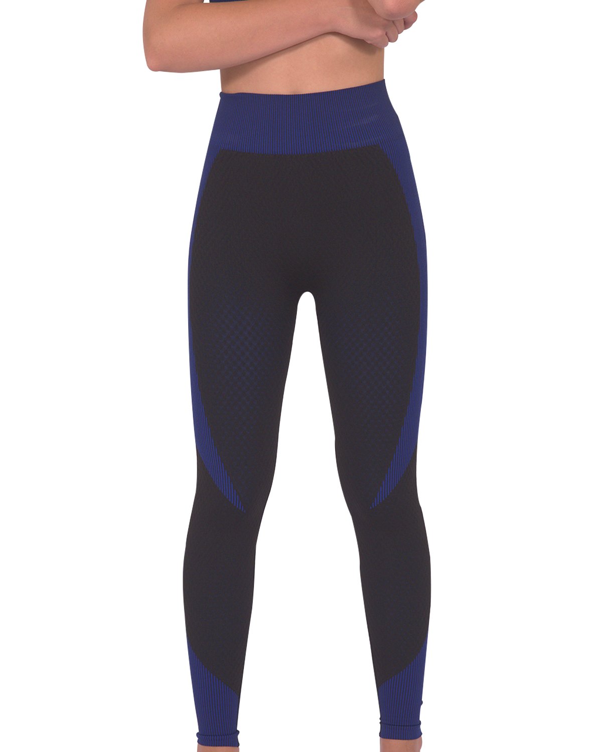 Trois Seamless Legging - Black with Navy-Everyone's Marketplace
