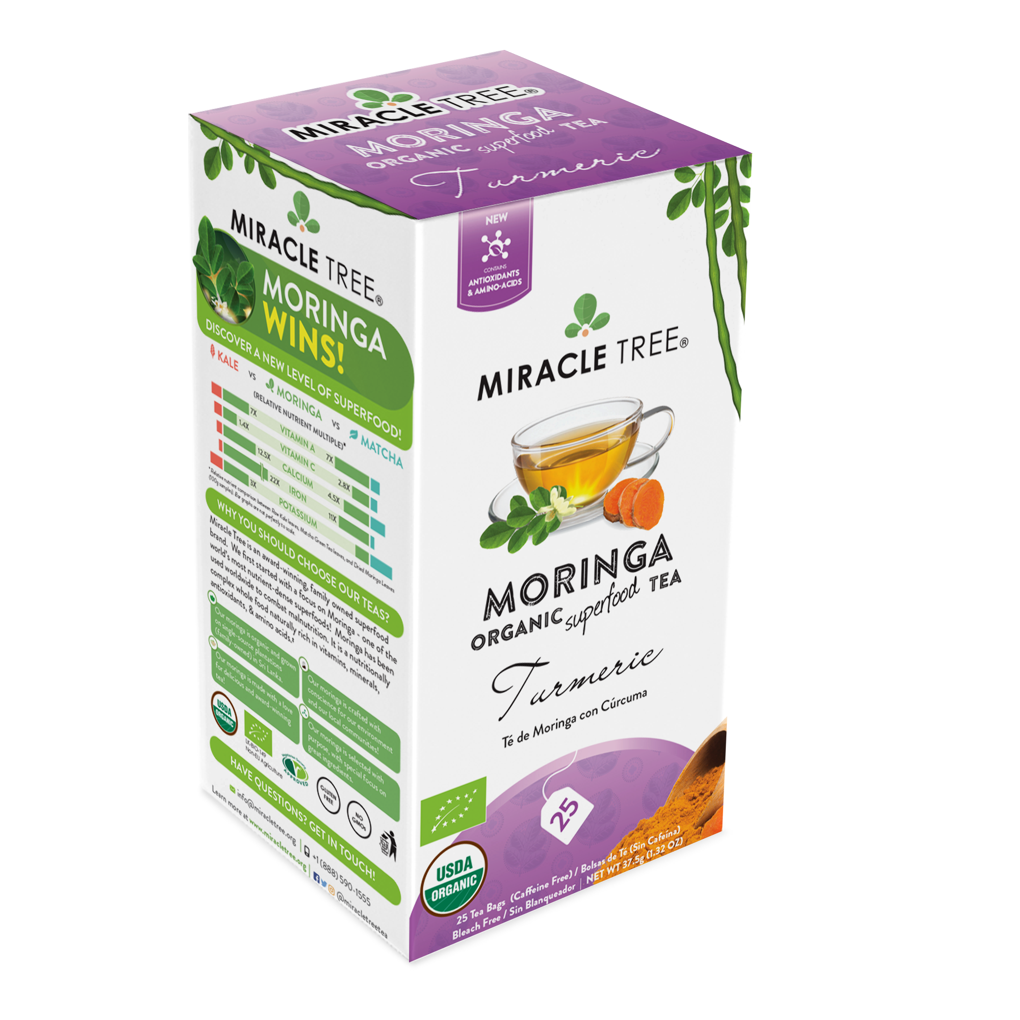 Miracle Tree's Organic Moringa Tea, Turmeric-Everyone's Marketplace