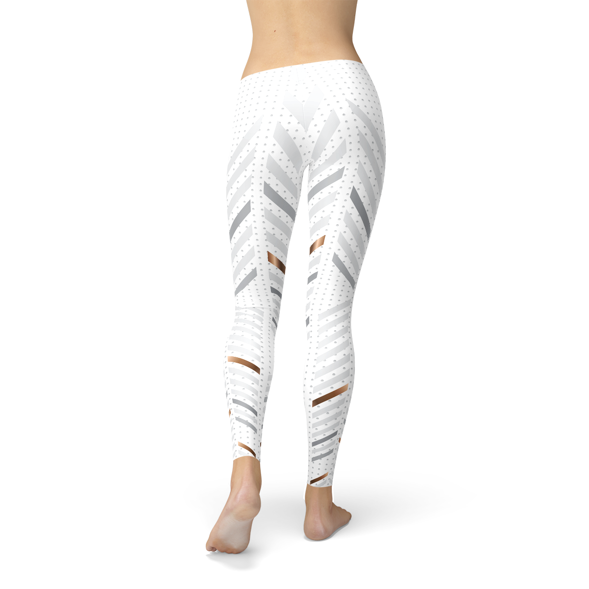 Womens White Stripes Leggings-Everyone's Marketplace
