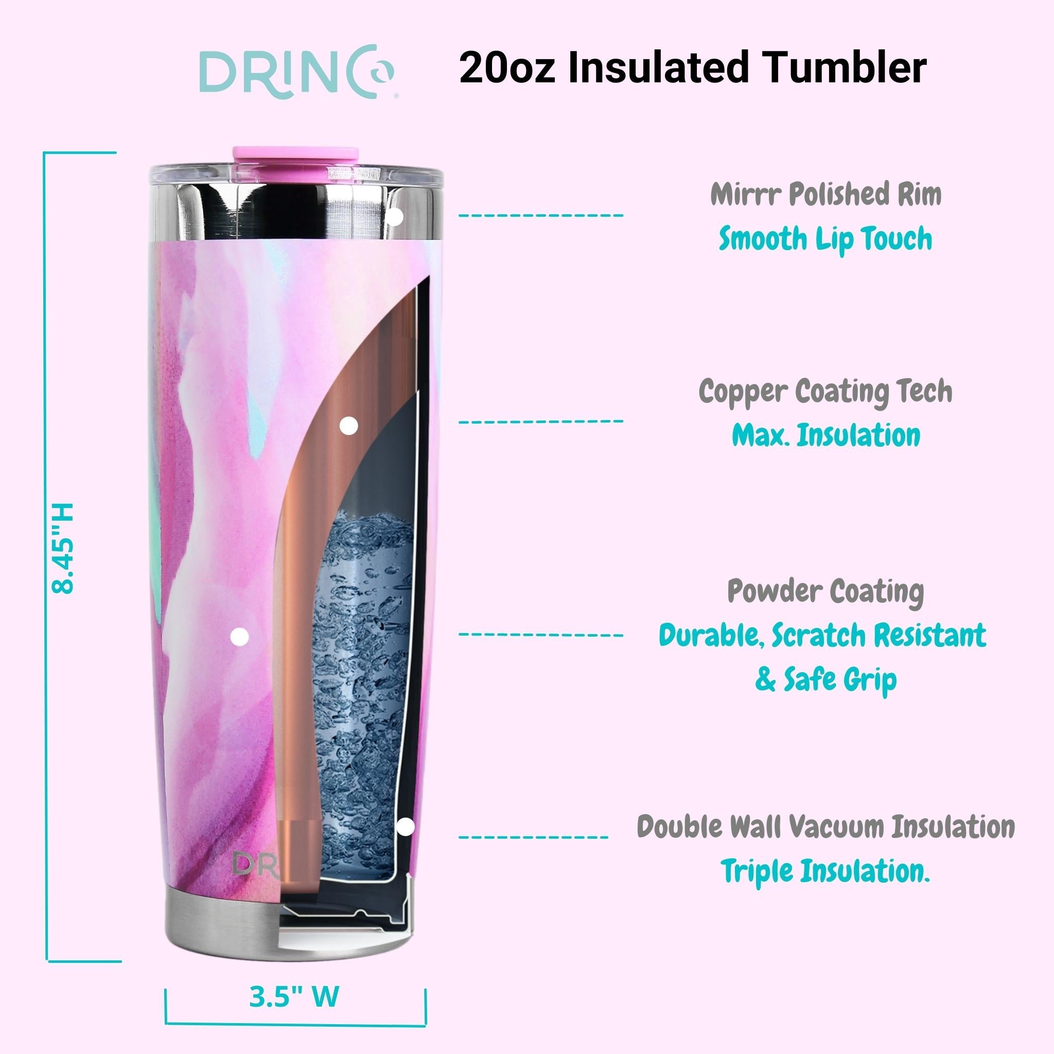 DRINCO® 20oz Insulated Tumbler w/Spill Proof Lid, 2 Straws (Galaxy)-Everyone's Marketplace
