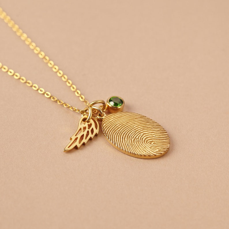 Fingerprint Necklace, Fingerprint Jewelry With Birthstone-Everyone's Marketplace