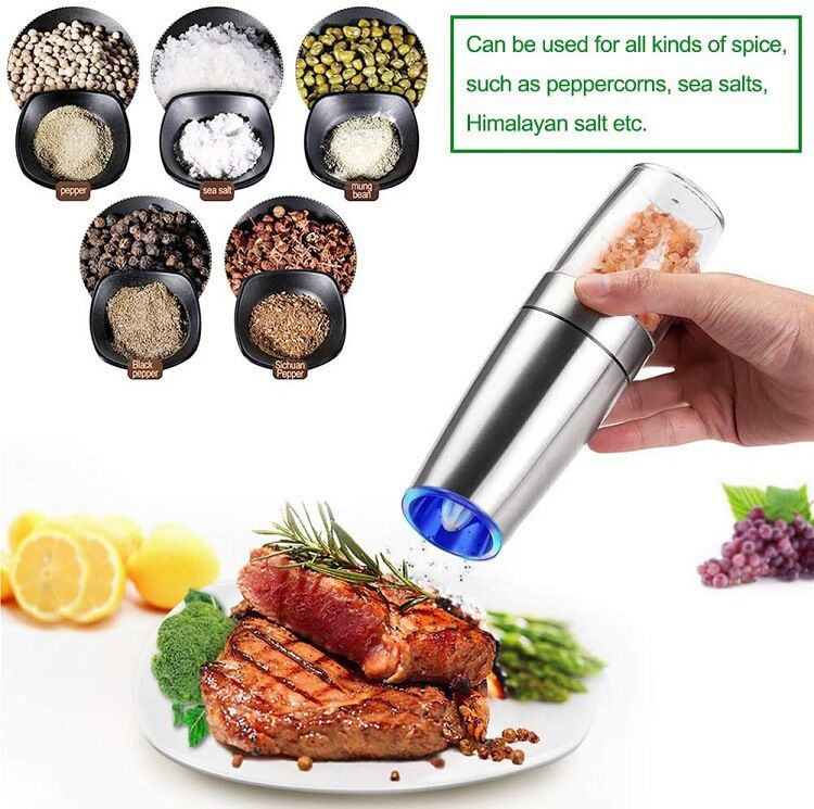 Stainless Silver Automatic Salt and Pepper Electric Grinder Pair of 2-Everyone's Marketplace