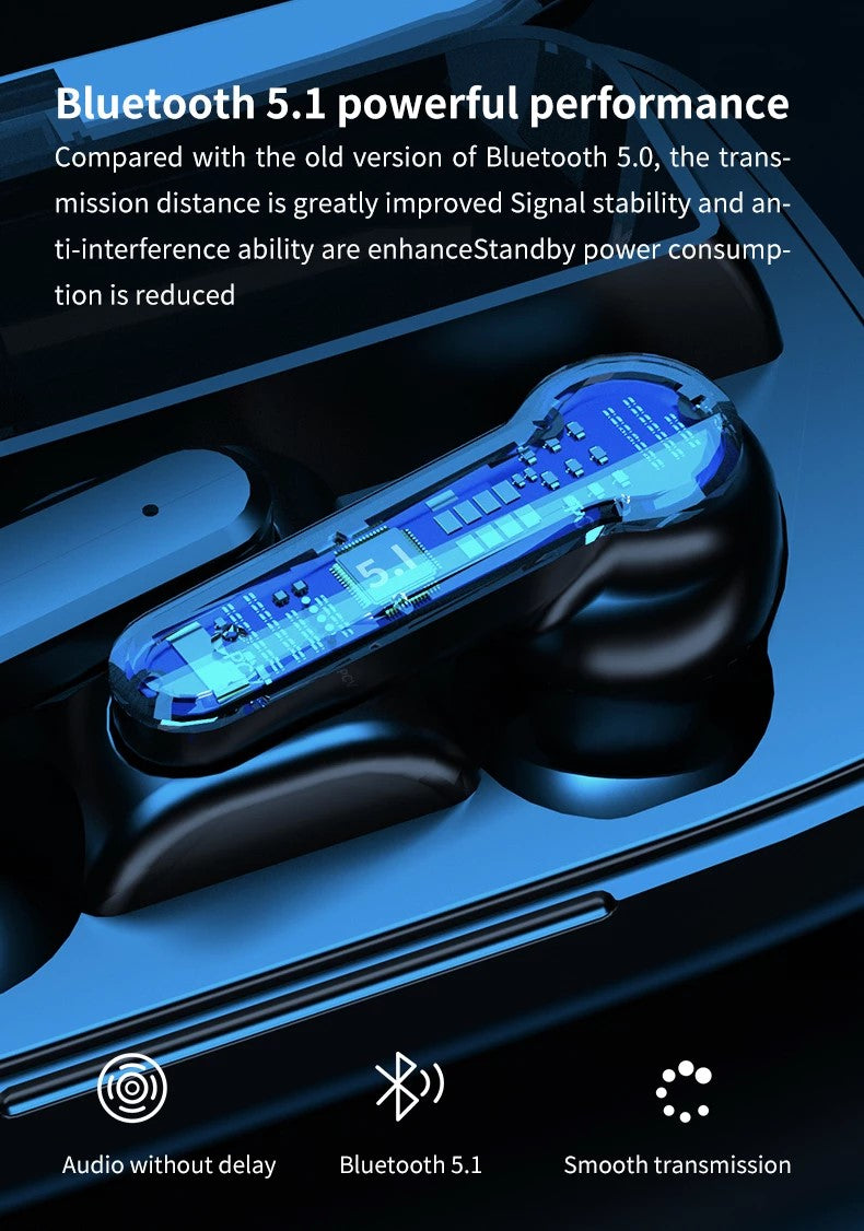 TWS Wireless Bluetooth 5.1 Earphones Touch Control Hands-free Earbud-Everyone's Marketplace