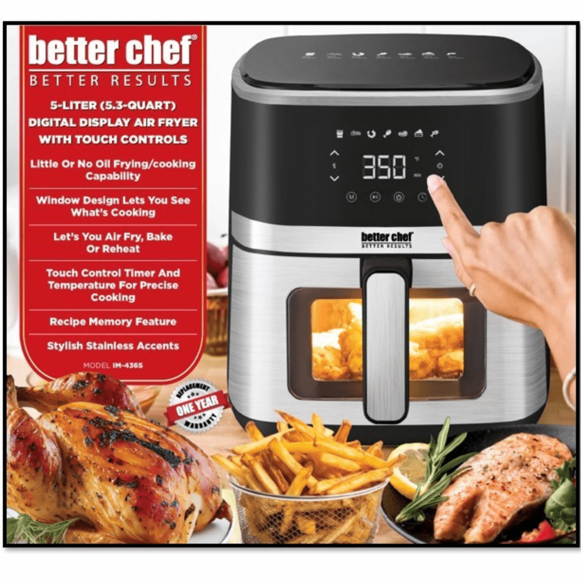 Better Chef Stainless Steel 5L Digital Display Air Fryer-Everyone's Marketplace