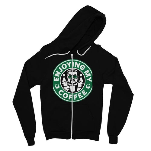 Enjoying Coffee Fine Jersey Zip Hoodie-Everyone's Marketplace