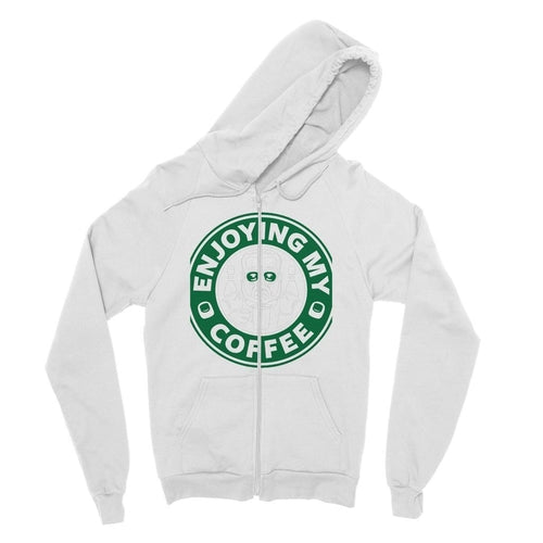 Enjoying Coffee Fine Jersey Zip Hoodie-Everyone's Marketplace