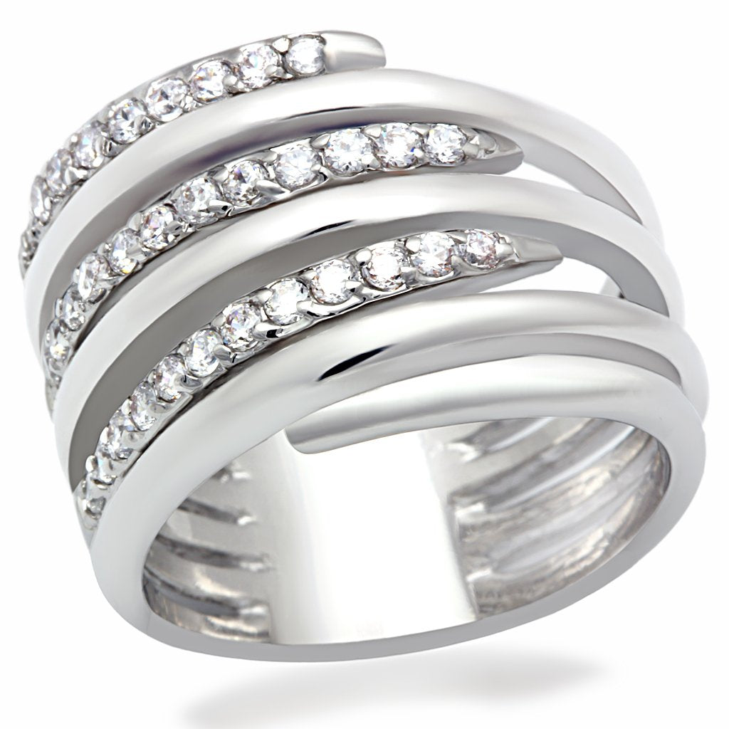 LO2075 - Rhodium Brass Ring with AAA Grade CZ in Clear-Everyone's Marketplace