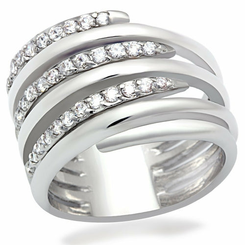 LO2075 - Rhodium Brass Ring with AAA Grade CZ in Clear-Everyone's Marketplace