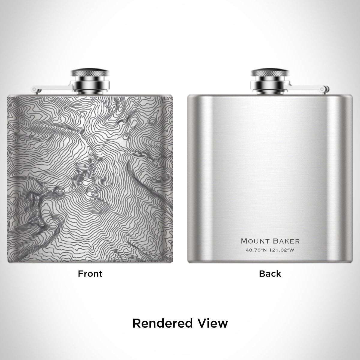 Mount Baker - Washington Engraved Topographic Map Hip Flask-Everyone's Marketplace