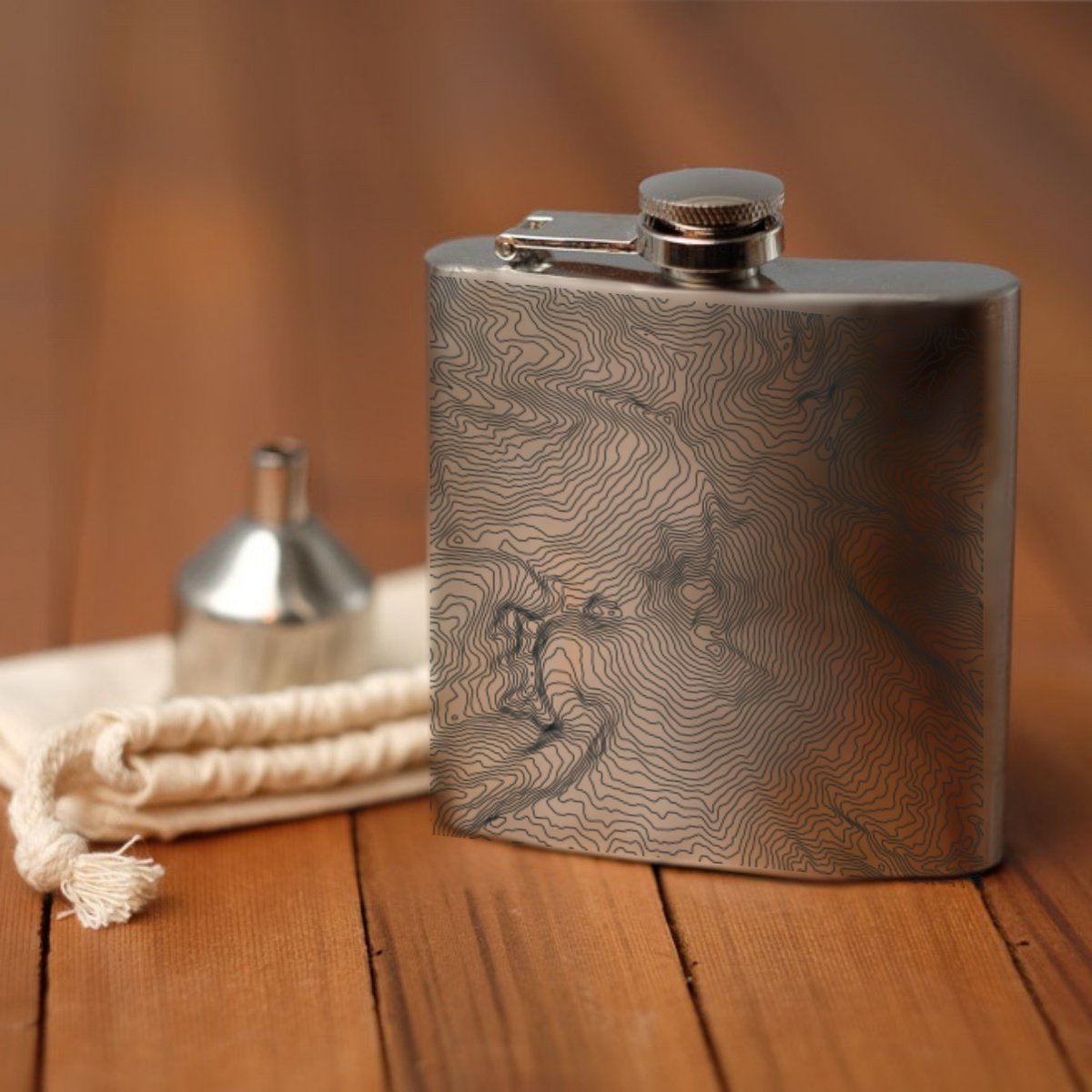 Mount Baker - Washington Engraved Topographic Map Hip Flask-Everyone's Marketplace