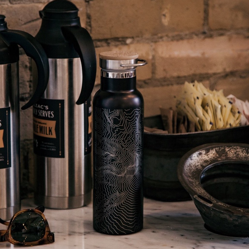 Mount Hood - Oregon Map Bottle with Bamboo Top in Matte Black-Everyone's Marketplace