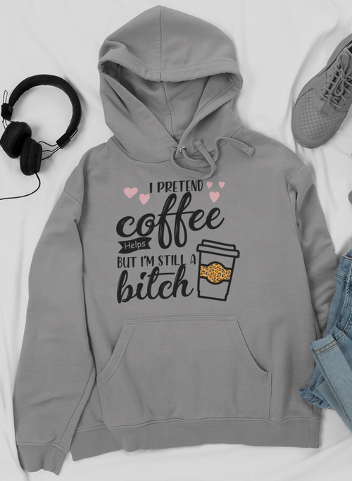 I Pretend Coffee Helps Hoodie-Everyone's Marketplace