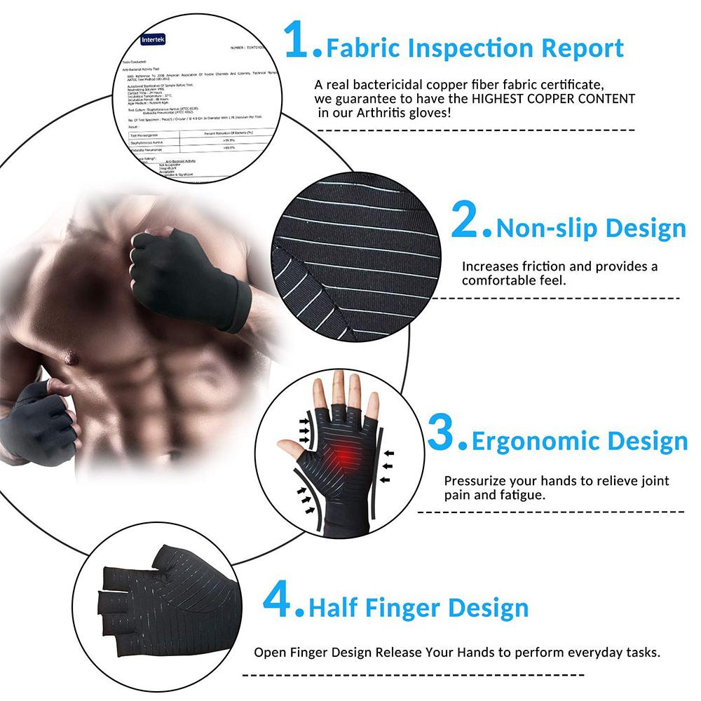 Compression Arthritis Glove Unisex Joint Pain Relief Half Finger Brace-Everyone's Marketplace