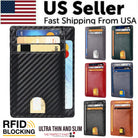 Mens Leather Slim Wallet Credit Card Holder RFID Blocking Pocket ID-Everyone's Marketplace