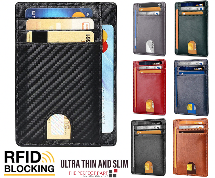 Mens Leather Slim Wallet Credit Card Holder RFID Blocking Pocket ID-Everyone's Marketplace
