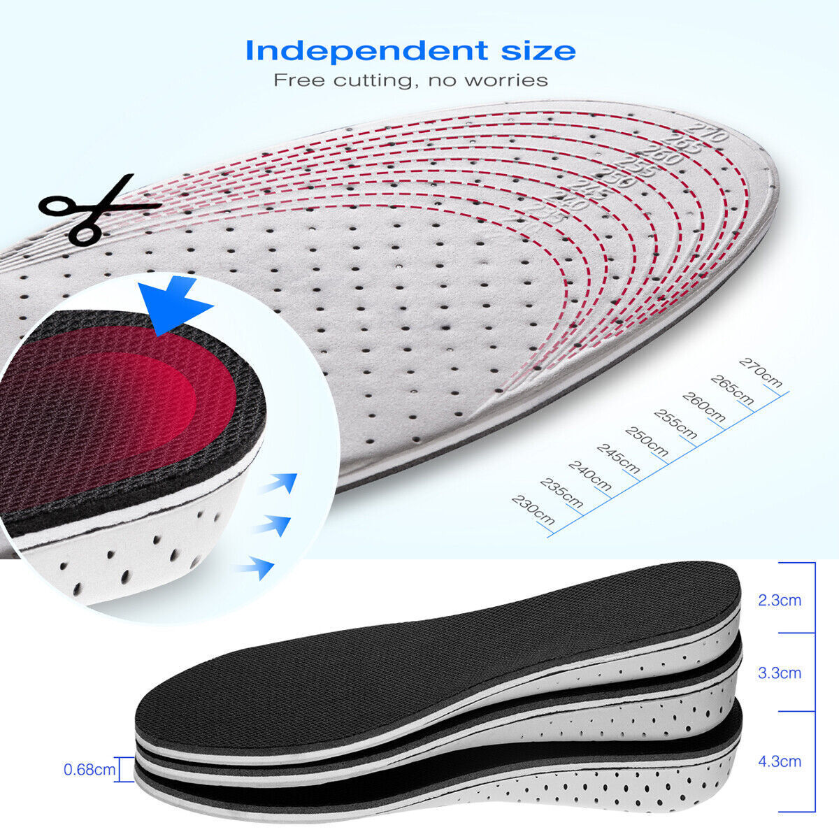 Men Women Invisible Height Increase Insoles Heel Lift Taller Shoe-Everyone's Marketplace