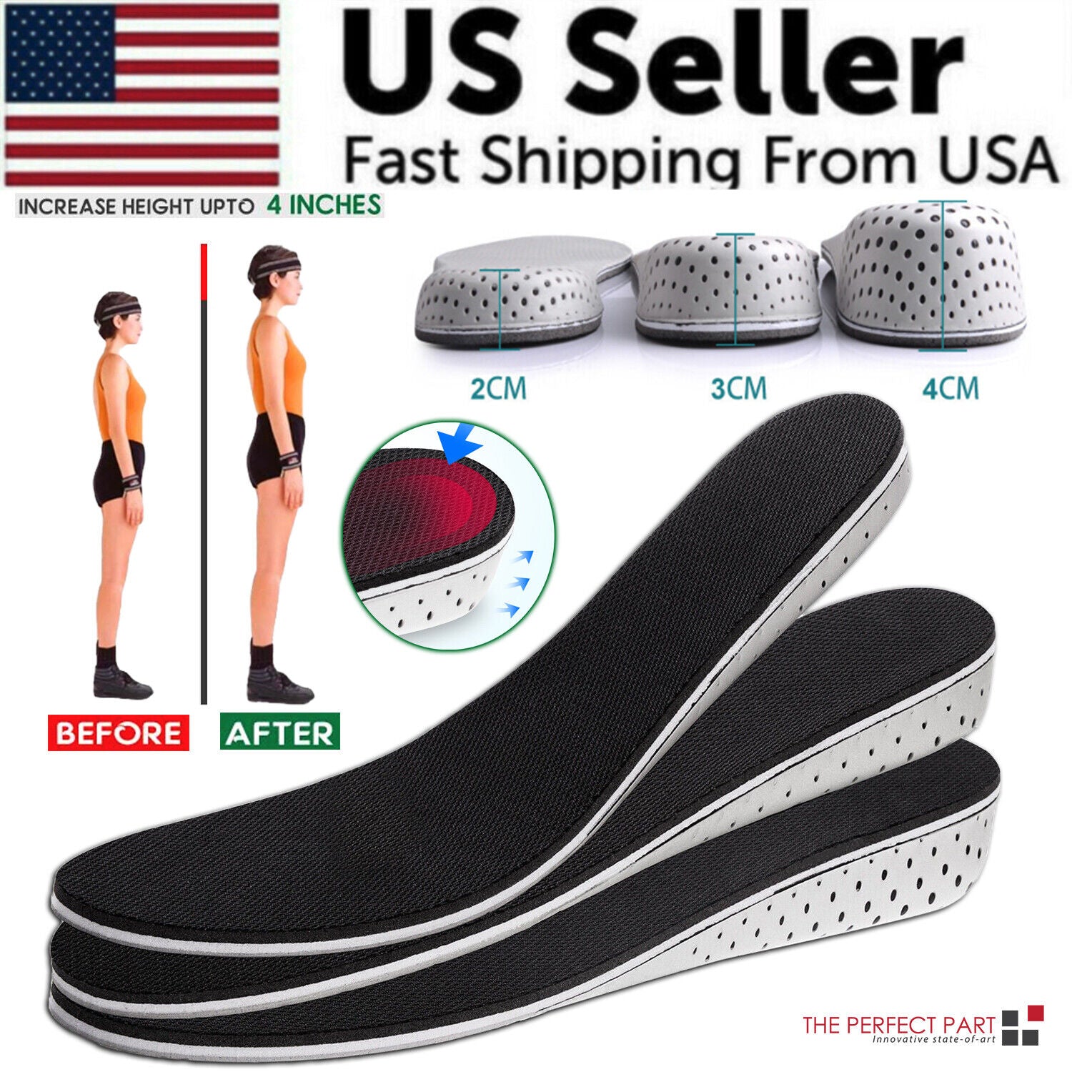 Men Women Invisible Height Increase Insoles Heel Lift Taller Shoe-Everyone's Marketplace