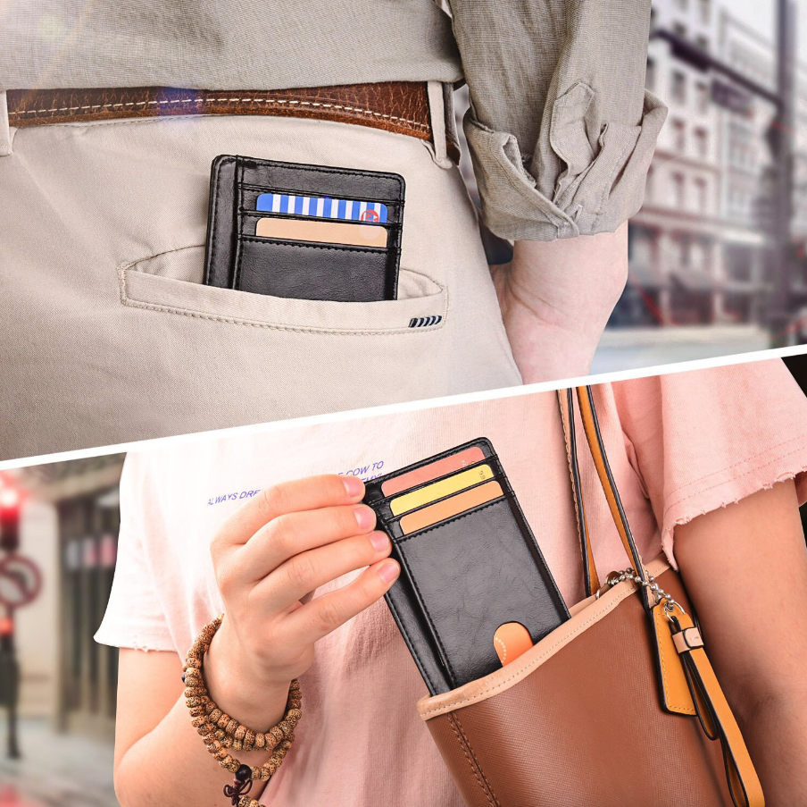 Mens Leather Slim Wallet Credit Card Holder RFID Blocking Pocket ID-Everyone's Marketplace