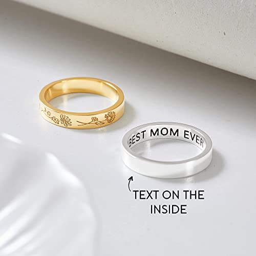 Birth Month Flowers Ring, Family Floral Ring, Gift for Mom,Mother Ring-Everyone's Marketplace