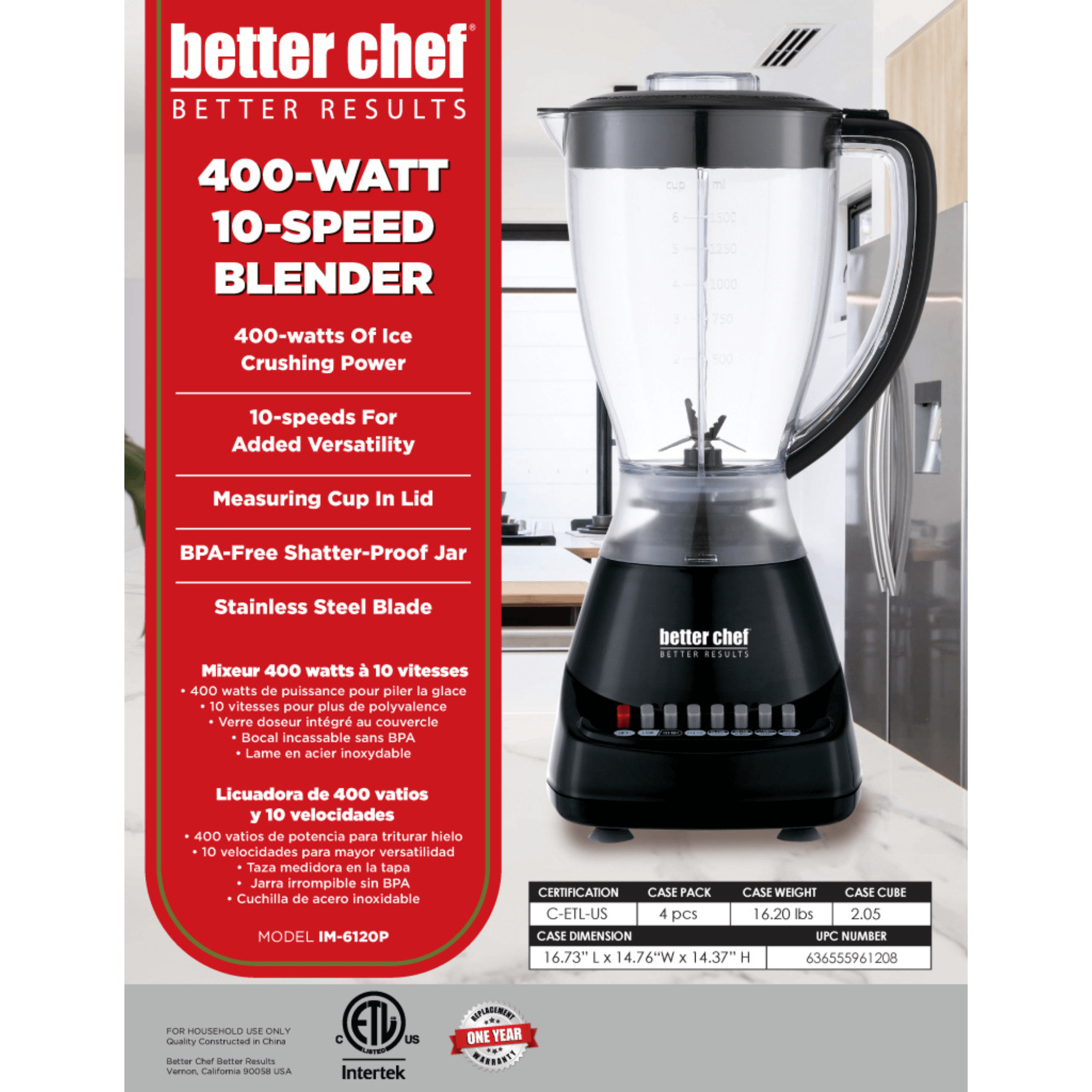 Better Chef 10-Speed 400W Plastic Jar Blender-Everyone's Marketplace