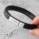 Roman Numerals Engraved Mens Bracelet, Woven Braided Leather Bracelet-Everyone's Marketplace