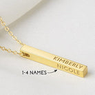 Personalized Mother Necklace, 4 Side Bar Necklace, Kids Names Necklace-Everyone's Marketplace