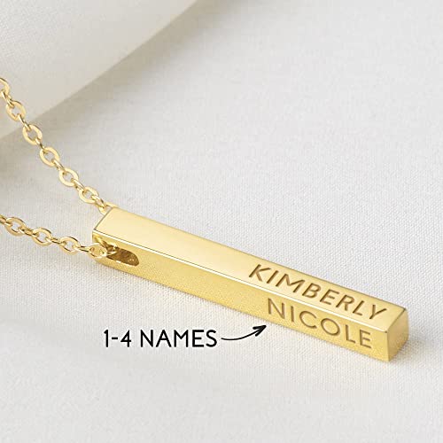 Personalized Mother Necklace, 4 Side Bar Necklace, Kids Names Necklace-Everyone's Marketplace