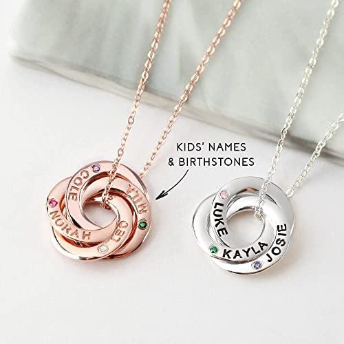Mom Necklace With Kids Names Birthstones, Children Birthstone Jewelry-Everyone's Marketplace