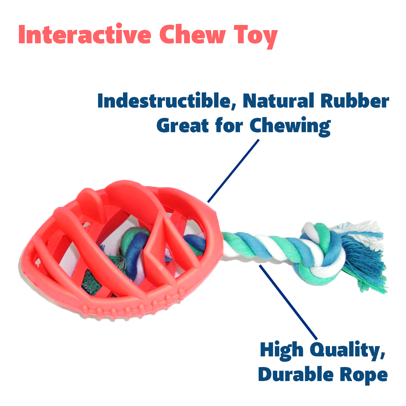 Rubber Football Dog Chew Toy with Tug Rope - Great for Active Dogs -Everyone's Marketplace