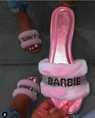 Pink Faux Fur Slides-Everyone's Marketplace