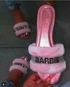 Pink Faux Fur Slides-Everyone's Marketplace