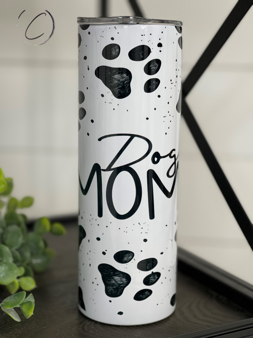 Paw Print Dog Mom 20oz Skinny Tumbler-Everyone's Marketplace