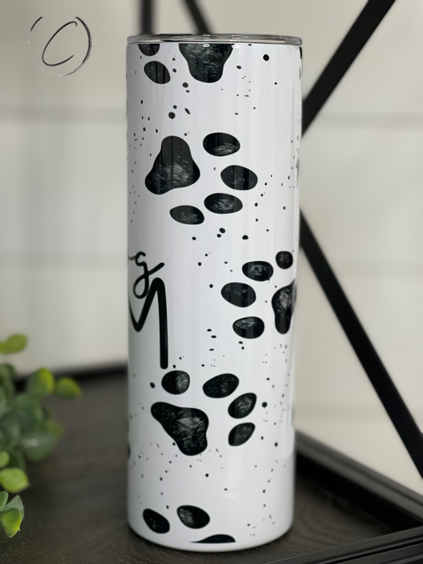 Paw Print Dog Mom 20oz Skinny Tumbler-Everyone's Marketplace