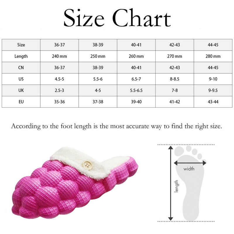 Non-slip Warm Cotton Bubble Home Slides Yellow/Pink/Black/Blue/Beige-Everyone's Marketplace