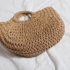 Summer Top Handle Semi Circle Straw Bag-Everyone's Marketplace